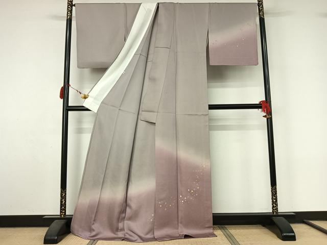 平和屋着物▽訪問着　単衣　総刺繍　霞文　暈し染め　金通し地　正絹　逸品　AABL9180jh