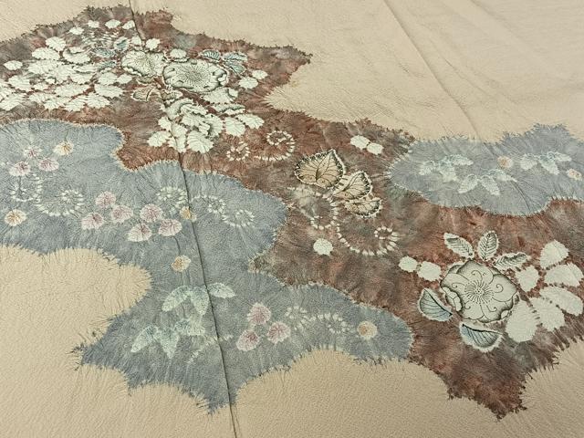 平和屋着物▽訪問着　単衣　絞り　辻が花　正絹　逸品　AABL9189jh