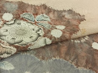 平和屋着物▽訪問着　単衣　絞り　辻が花　正絹　逸品　AABL9189jh