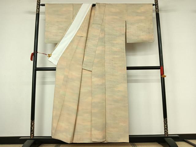 平和屋着物▽上質な小紋　単衣　霞文　正絹　逸品　AABL9190jh