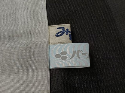 平和屋着物▽上質な小紋　単衣　風景花丸文　黒地　金彩　正絹　逸品　AABL9191jh
