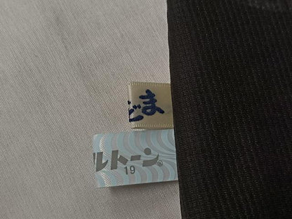 平和屋着物▽上質な小紋　単衣　風景花丸文　黒地　金彩　正絹　逸品　AABL9191jh