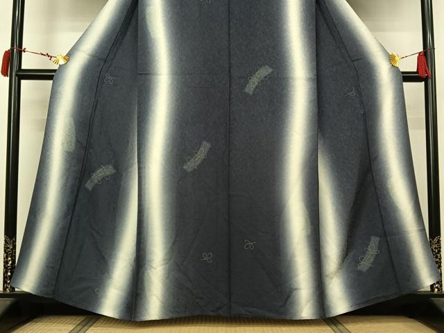 平和屋着物▽訪問着　単衣　短冊花文　暈し染め　金彩　正絹　逸品　AABL9196jh