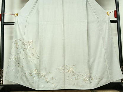 平和屋着物▽訪問着　単衣　総刺繍　飛鶴宝尽くし文　金糸　正絹　逸品　AABL9197jh