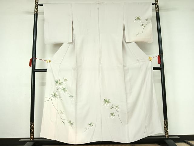 平和屋着物▽訪問着　単衣　枝花文　伊勢丹扱い　正絹　逸品　AABL9198jh