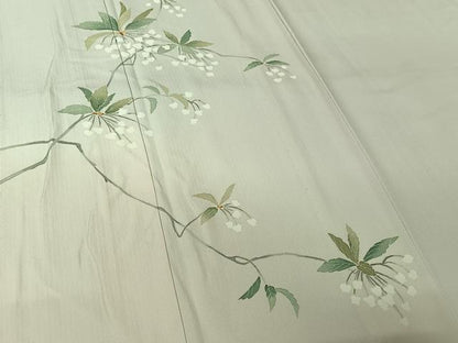 平和屋着物▽訪問着　単衣　枝花文　伊勢丹扱い　正絹　逸品　AABL9198jh