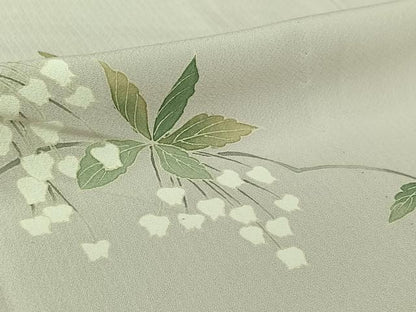 平和屋着物▽訪問着　単衣　枝花文　伊勢丹扱い　正絹　逸品　AABL9198jh