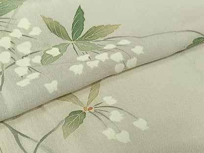 平和屋着物▽訪問着　単衣　枝花文　伊勢丹扱い　正絹　逸品　AABL9198jh