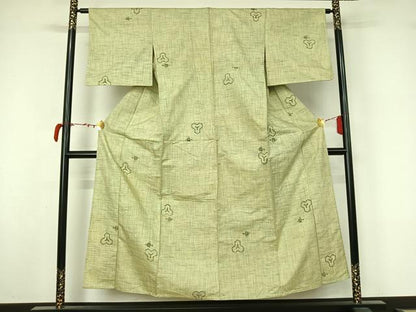 平和屋着物▽上質な紬　単衣　毘沙門亀甲花文　正絹　逸品　AABL9211jh