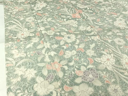 平和屋着物▽上質な小紋　単衣　紬地　辻が花　正絹　逸品　AABL9214jh