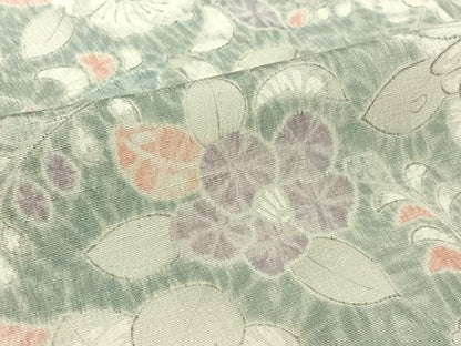 平和屋着物▽上質な小紋　単衣　紬地　辻が花　正絹　逸品　AABL9214jh