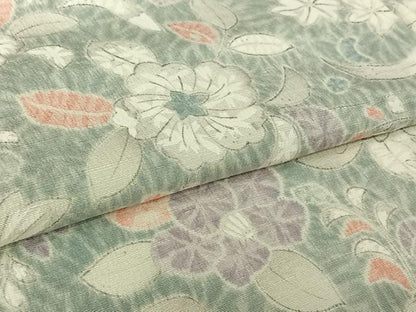 平和屋着物▽上質な小紋　単衣　紬地　辻が花　正絹　逸品　AABL9214jh
