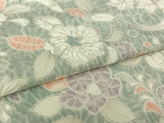 平和屋着物▽上質な小紋　単衣　紬地　辻が花　正絹　逸品　AABL9214jh
