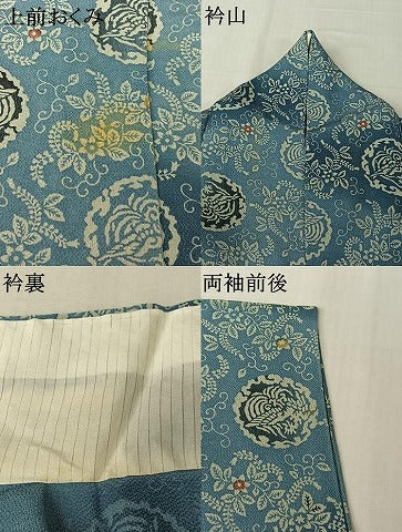 平和屋着物▽上質な小紋　単衣　型染め　花唐草文　暈し染め　鬼しぼ縮緬　正絹　逸品　AABL9217jh