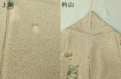 平和屋着物▽上質な小紋　単衣　短冊風景花文　正絹　逸品　AABL9218jh