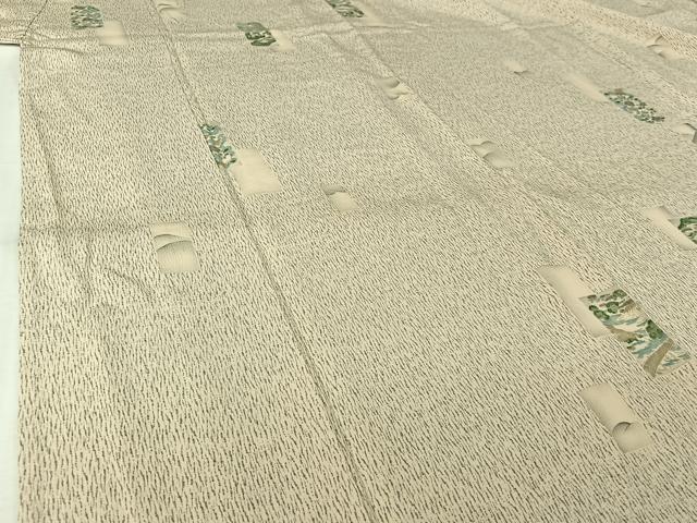 平和屋着物▽上質な小紋　単衣　短冊風景花文　正絹　逸品　AABL9218jh