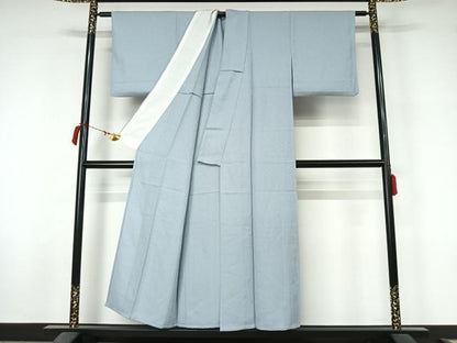 平和屋着物▽上質な色無地　単衣　水色　正絹　逸品　AABL9236jh