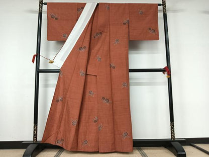 平和屋着物▽上質な紬　単衣　成り物　正絹　逸品　AABL9237jh