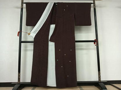 平和屋着物▽訪問着　単衣　駒刺繍　総刺繍　丸文　鬼しぼ縮緬　正絹　逸品　AABL9238jh