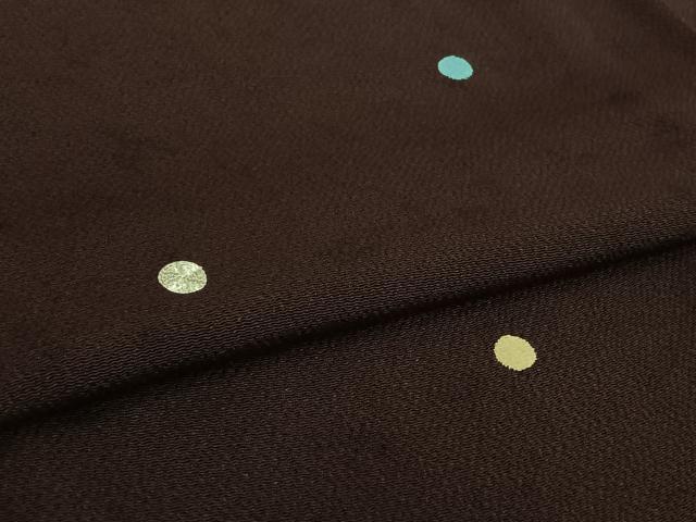 平和屋着物▽訪問着　単衣　駒刺繍　総刺繍　丸文　鬼しぼ縮緬　正絹　逸品　AABL9238jh