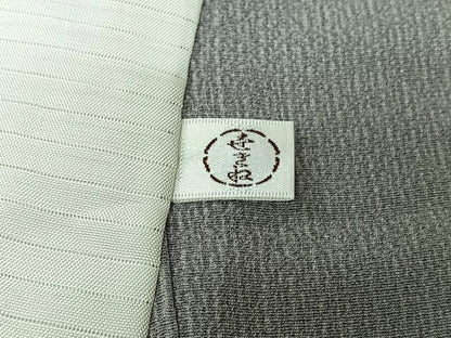 平和屋着物▽上質な小紋　単衣　縞　正絹　逸品　AABL9240jh