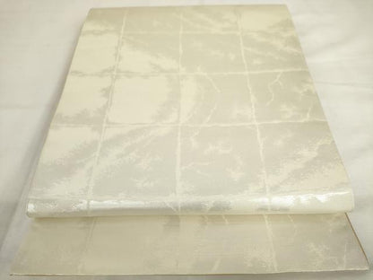 平和屋着物◎両面　全通柄袋帯　石畳文　銀糸　正絹　逸品　未使用　AABL9250wj