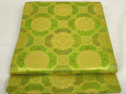 平和屋着物◎六通柄袋帯　蜀江花文　金糸　正絹　逸品　AABL9251wj