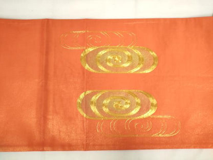 平和屋着物◎太鼓柄袋帯　駒刺繍　流水文　金糸　正絹　逸品　AABL9252wj