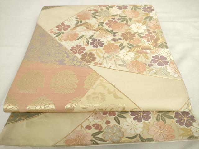 平和屋着物◎六通柄袋帯　唐織　花鳥文　金銀糸　正絹　逸品　AABL9258wj