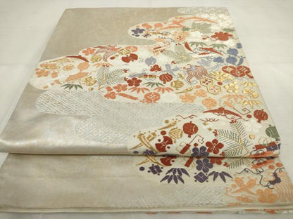 平和屋着物◎西陣　小森織物謹製　六通柄袋帯　唐織　宝づくし　金糸　正絹　逸品　AABL9261wj