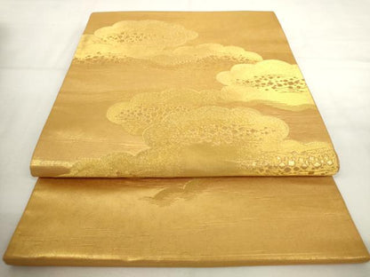平和屋着物◎六通柄袋帯　雲取り霞文　金糸　正絹　逸品　AABL9263wj