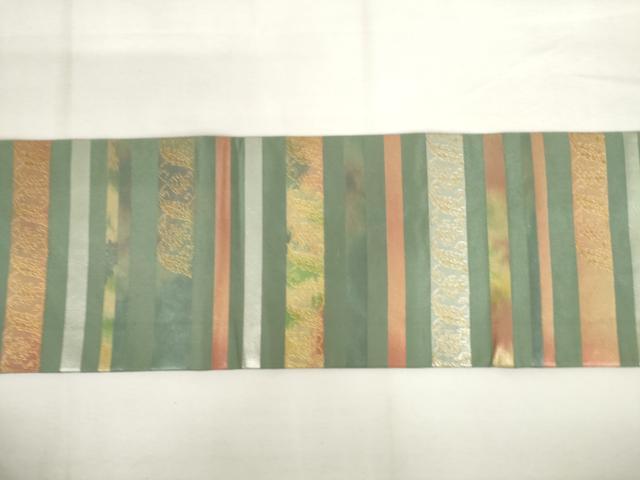 平和屋着物◎九寸名古屋帯　横段花文　引箔　正絹　逸品　AABL9271wj