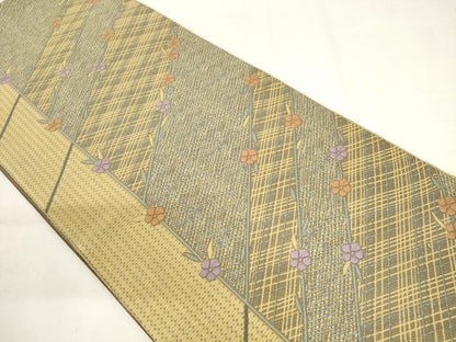 平和屋着物◎本場筑前博多織　八寸名古屋帯　唐織　舞花文　正絹　逸品　AABL9279wj