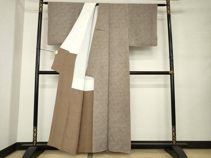 平和屋着物●江戸小紋　市松文　正絹　逸品　未使用　AABL9299ck