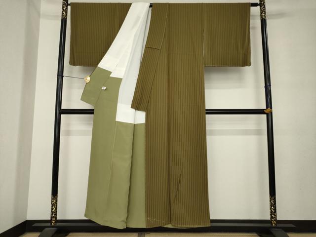 平和屋着物●上質な小紋　縞　正絹　逸品　未使用　AABL9302ck
