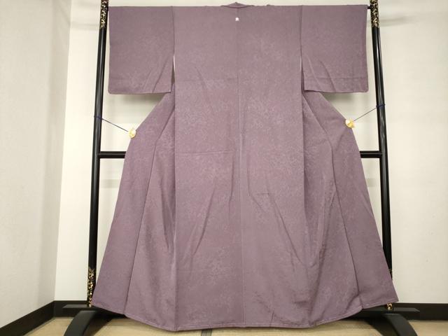 平和屋着物●上質な色無地　氷割れ地紋　葡萄鼠色　正絹　逸品　未使用　AABL9306ck