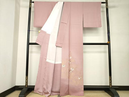 平和屋着物●豪華色留袖　蘇州刺繍　寿光織　草花文　正絹　逸品　AABL9307ck