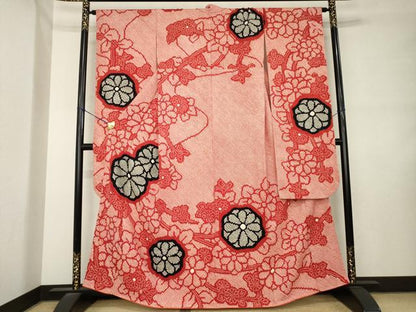 平和屋着物●豪華振袖　総絞り　枝花文　正絹　逸品　AABL9311ck