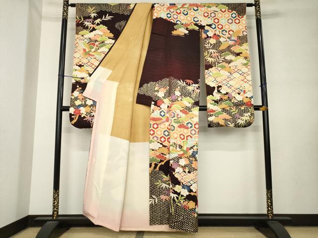 平和屋着物●豪華振袖　飛鶴吉祥文　金彩　正絹　逸品　AABL9316ck