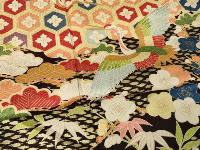 平和屋着物●豪華振袖　飛鶴吉祥文　金彩　正絹　逸品　AABL9316ck