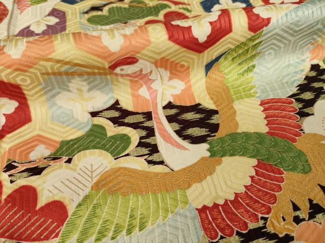 平和屋着物●豪華振袖　飛鶴吉祥文　金彩　正絹　逸品　AABL9316ck