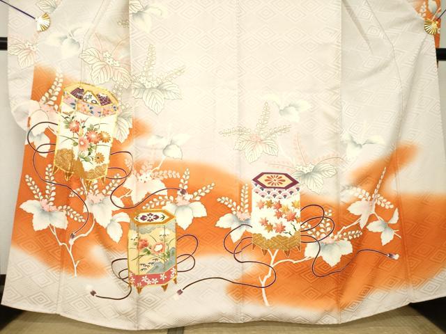 平和屋着物●豪華振袖　駒刺繍　貝桶花文　暈し染め　金彩　正絹　逸品　AABL9321ck