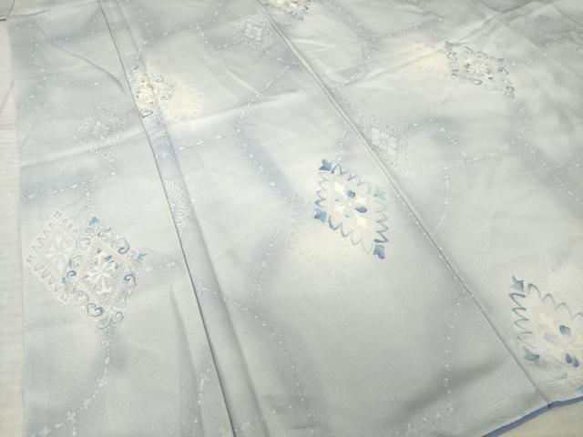 平和屋着物●上質な小紋　菱文　地紋起こし　暈し染め　正絹　逸品　未使用　AABL9325ck