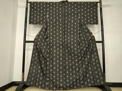 平和屋着物●本場大島紬　麻の葉文様　正絹　逸品　AABL9328ck