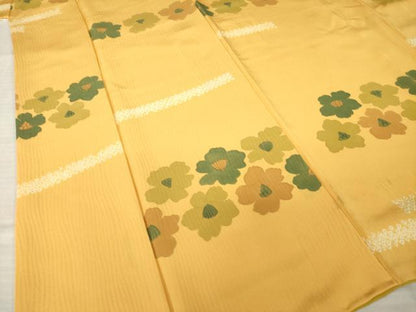 平和屋着物●上質な小紋　草花文　正絹　逸品　AABL9331ck