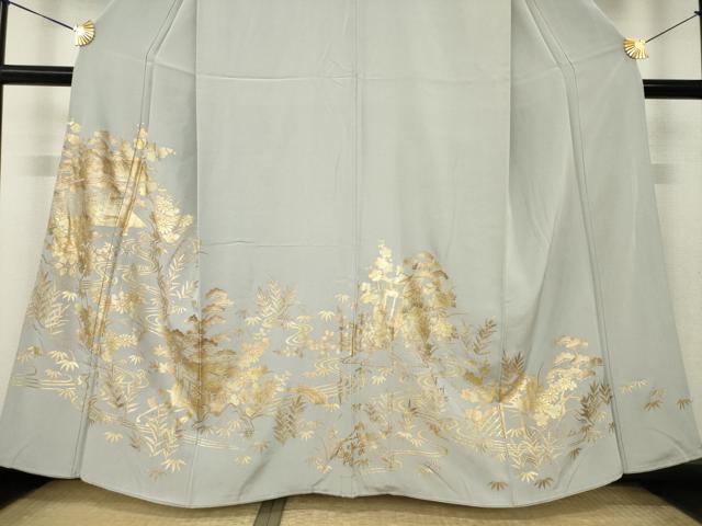 平和屋着物●豪華色留袖　流水風景文　金銀彩　正絹　逸品　AABL9340ck