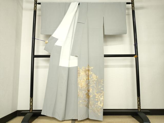平和屋着物●豪華色留袖　流水風景文　金銀彩　正絹　逸品　AABL9340ck
