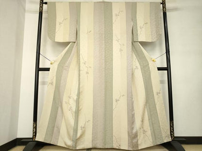 平和屋着物●上質な小紋　手描き　花間道　正絹　逸品　AABL9343ck