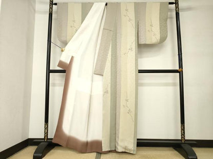 平和屋着物●上質な小紋　手描き　花間道　正絹　逸品　AABL9343ck
