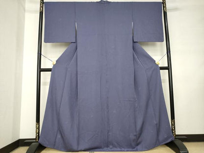 平和屋着物●上質な色無地　舞花地紋　濃鼠色　正絹　逸品　AABL9345ck